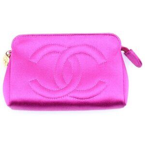 Chanel CC Logo Pouch Satin Purple